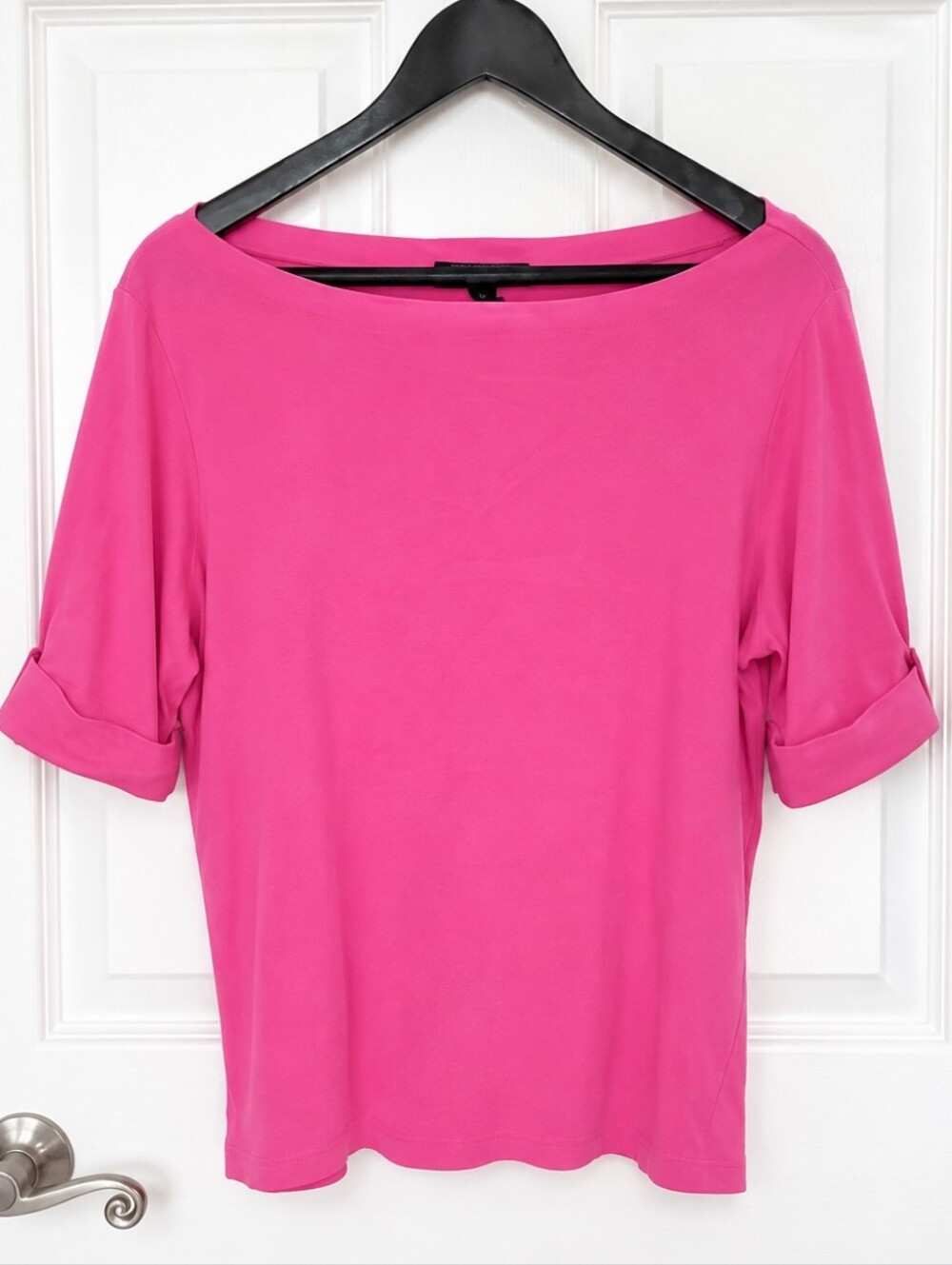 Lauren Ralph Lauren Pink Boat Neck Cotton Top Sz XL